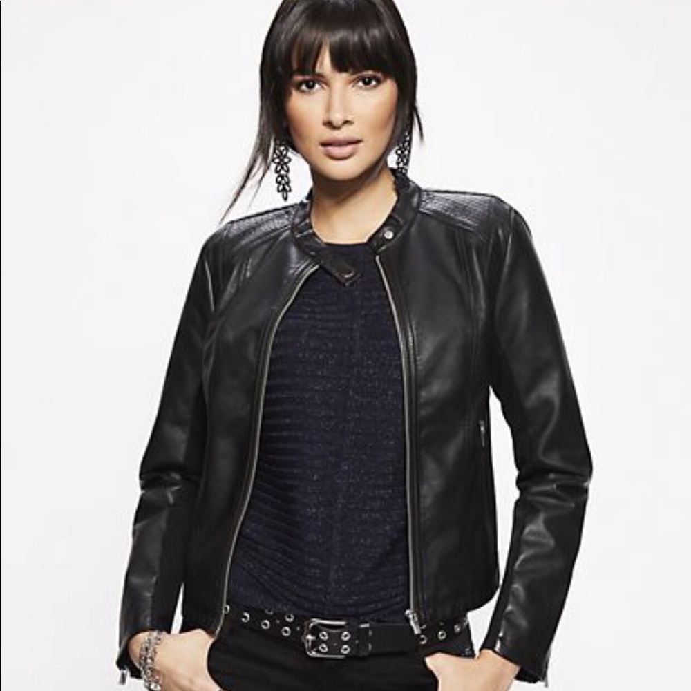 Knit-Inset banded Moto Jacket